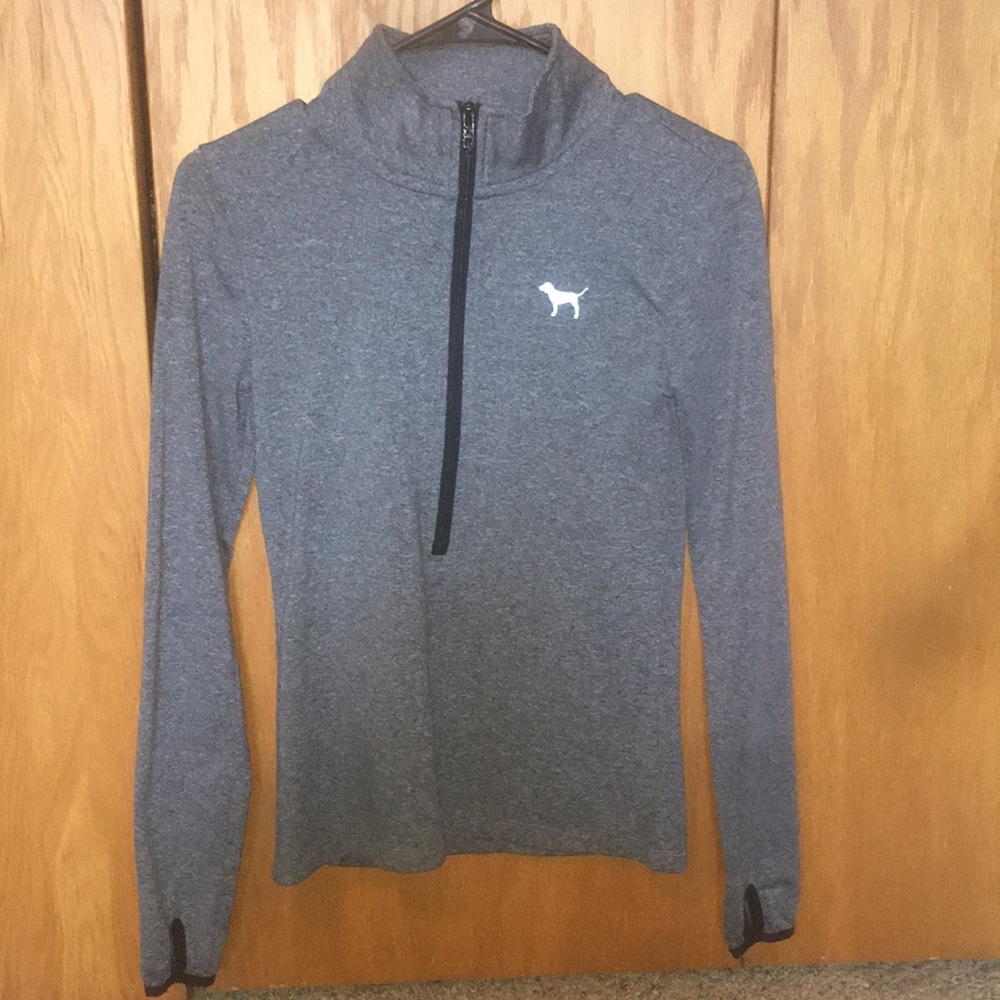 PINK gray quarter zip